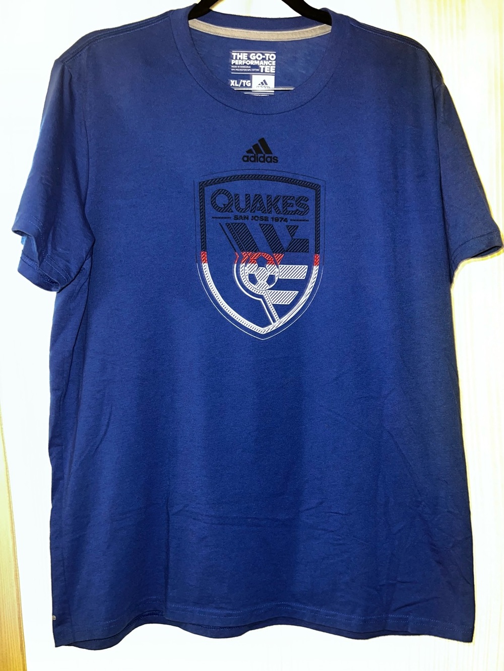 adidas Blue San Jose Quakes Crest Short Sleeve Tee
